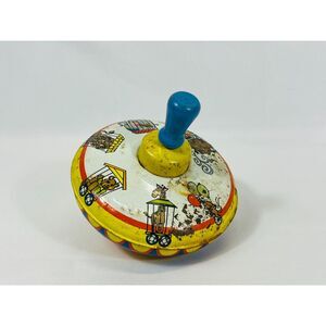 VTG Mid Century Ohio Art Spinning Top Circus Train Childrens Toy Circus Animal